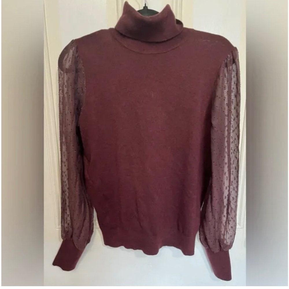 RW&CO. Burgundy turtleneck Sweater with Lace Sleeves